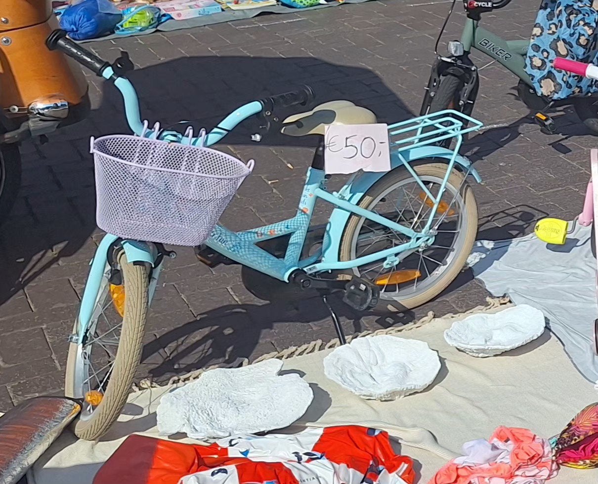 Meisjesfiets 16 inch framemt 25 Bike Fun Flower Groen blauw, Ophalen, Terugtraprem, Gebruikt, Fun bike
