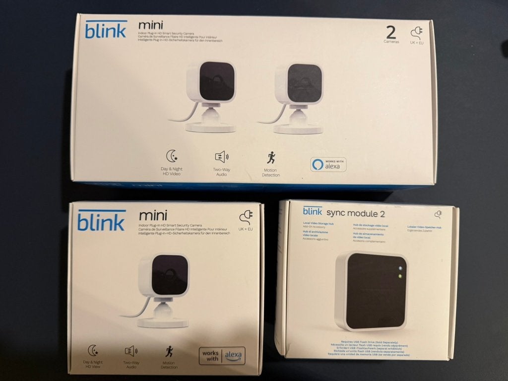 3x Blink Mini Cameras + Blink Sync Module 2, Ophalen of Verzenden, Zo goed als nieuw, Binnencamera
