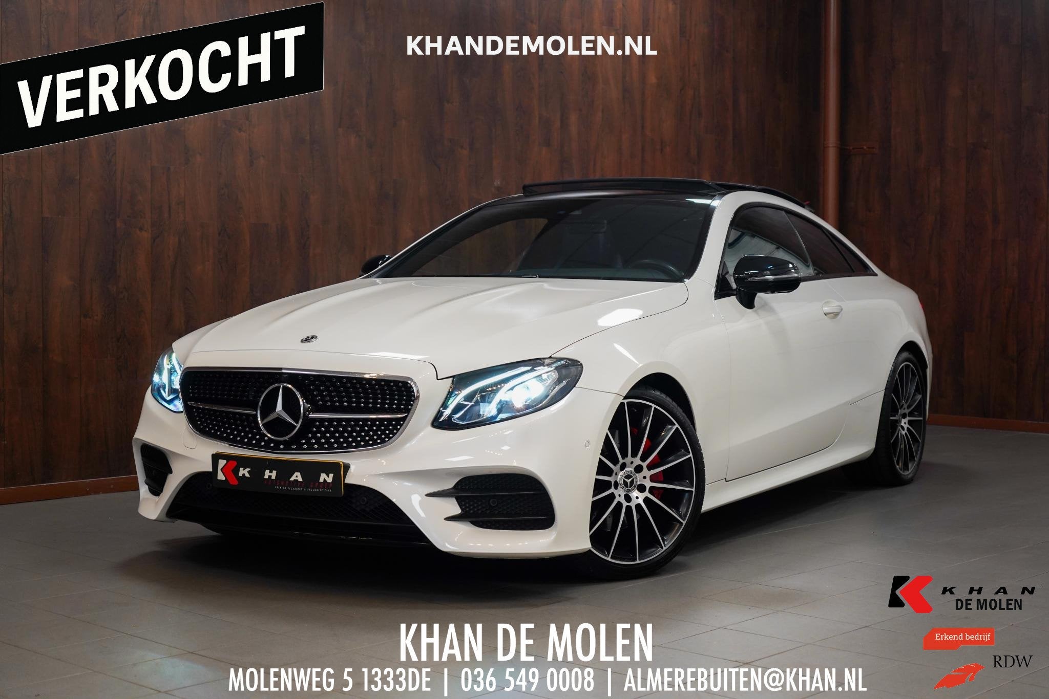 Mercedes-Benz E-klasse Coupé 200 AMG|Pano||Burmester|Massag, Auto's, Automaat, 4 cilinders, 4 stoelen, Wit