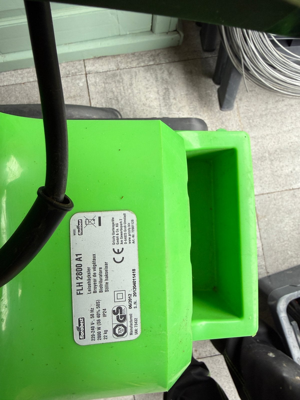 Florabest FLH 2800 A1 Elektrische Hakselaar, Tuin en Terras, Ophalen, Gebruikt, Elektrisch, Met opvangbak
