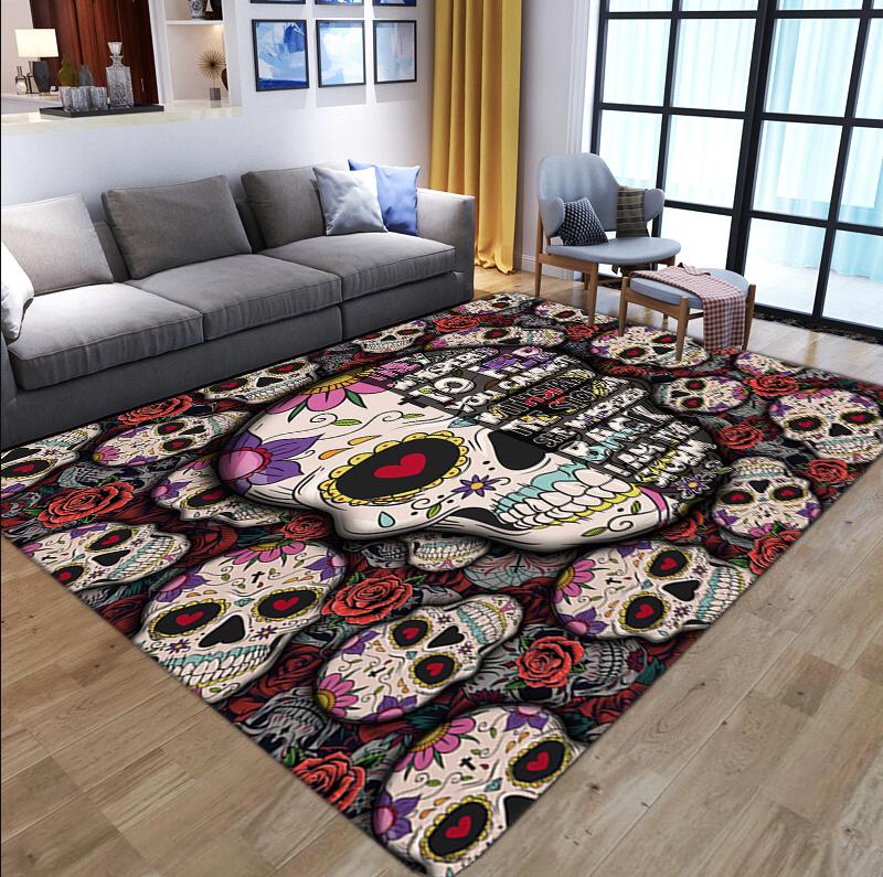 Sugar Skull Vloerkleed / Kleed Tapijt Doodskop Skull Mat, Huis en Inrichting, Stoffering | Tapijten en Kleden, Nieuw, 50 tot 100 cm