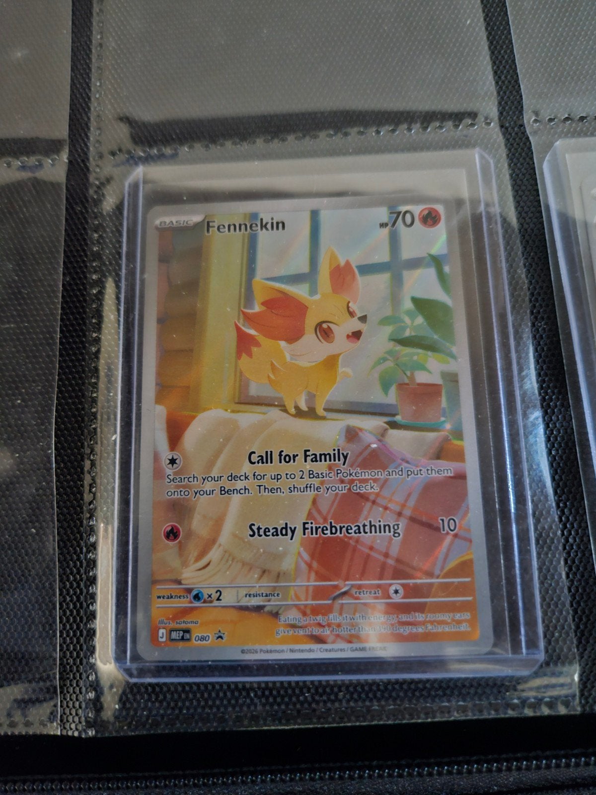 Pokemon Fennekin MEP 080, Ophalen of Verzenden, Zo goed als nieuw, Losse kaart, Foil