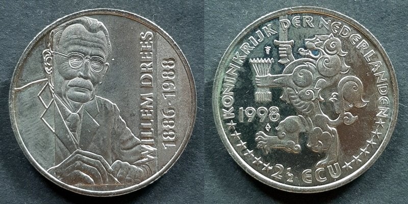 2,5 Ecu munt Willem Drees 1998, Verzenden, Overige materialen
