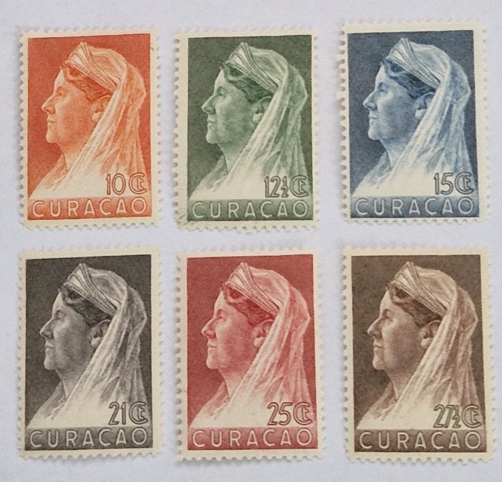 Curaçao 1936 - nvph127-134 - Wilhelmina met sluier 6 van 12, Ophalen of Verzenden, Postfris
