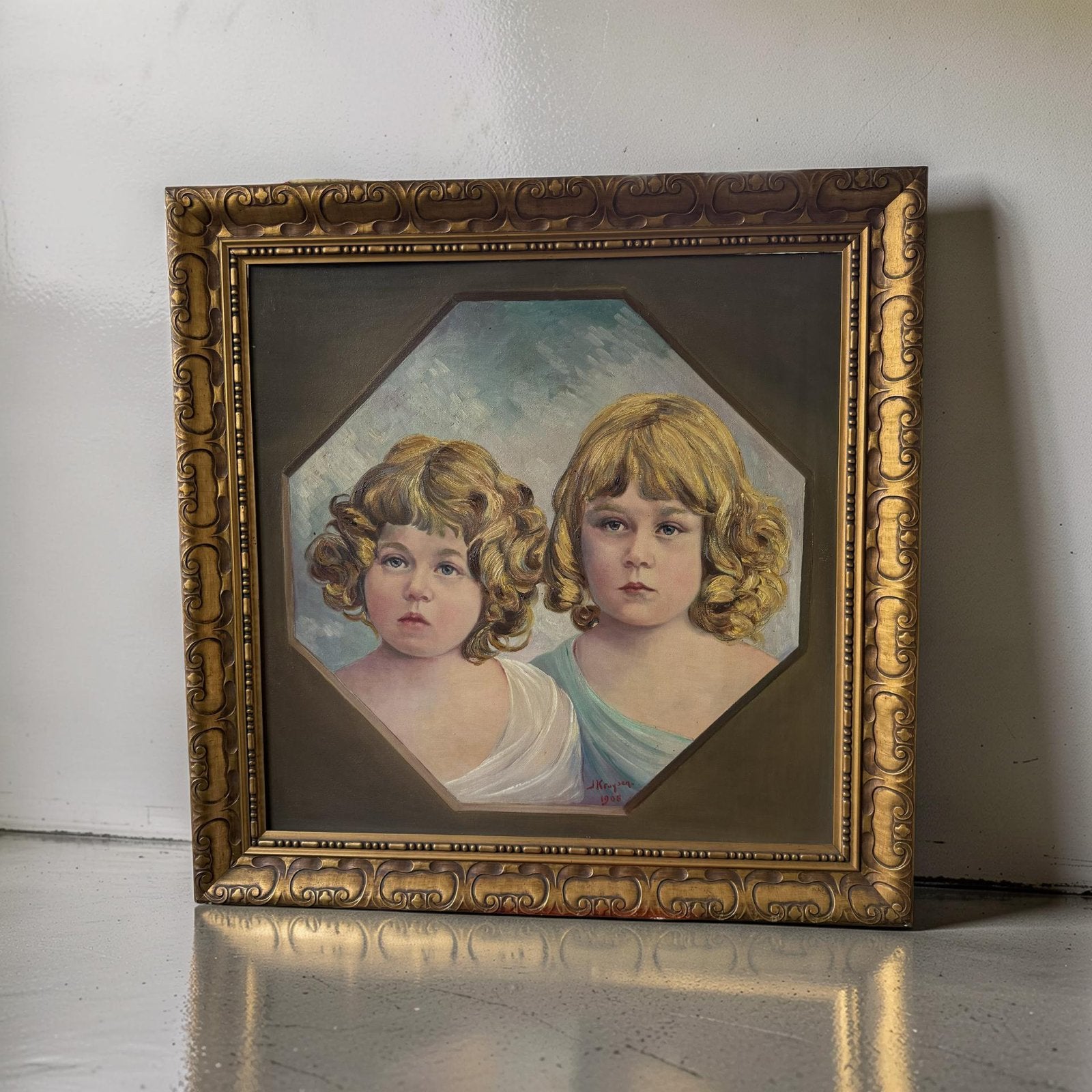 Jan Kruijsen - kinderportret geschilderd in 1908, Ophalen, Portret of Personen, Overige ondergronden, Gesigneerd