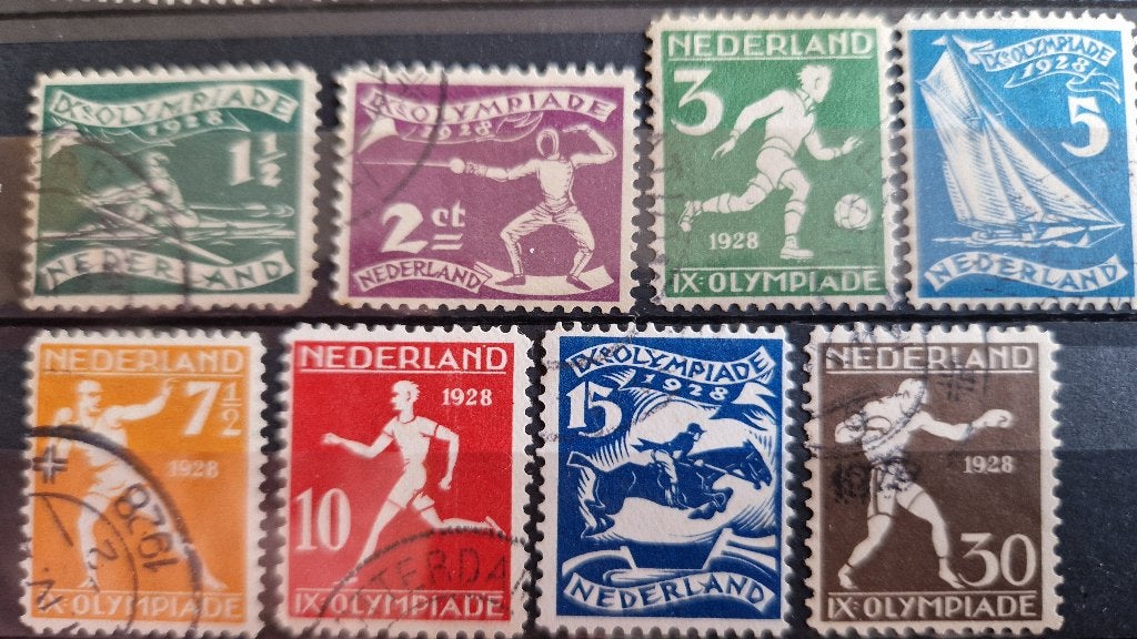 NVPH 212-219 gestempeld. Olympiade 1928 (6)., Postzegels en Munten, Postzegels | Nederland, Verzenden, T/m 1940, Gestempeld