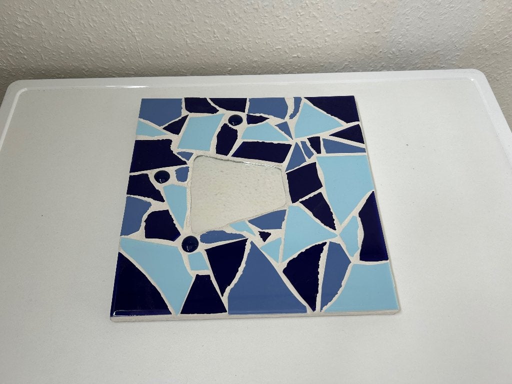 Te koop aangeboden een mozaïek spiegel, Huis en Inrichting, Minder dan 50 cm, Vierkant, Ophalen of Verzenden, Zo goed als nieuw