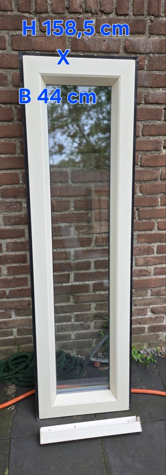 Kunststof kozijn incl glas 158,5 cm  X 44 cm creme - 2x nerf, Ophalen, Kunststof, Minder dan 75 cm, Raamkozijn