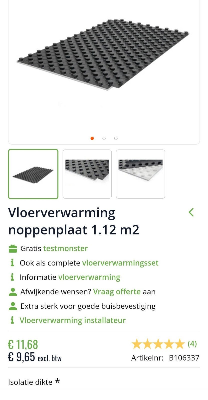 11x Noppenplaten Vloerverwarming 80x140cm 11mm isolatie, Doe-het-zelf en Verbouw, Isolatie en Afdichting, Ophalen