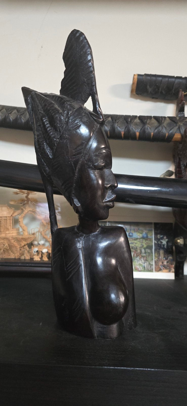 Handgesneden Afrikaans hardhouten beeld – Afrikaanse vrouw –, Ophalen of Verzenden