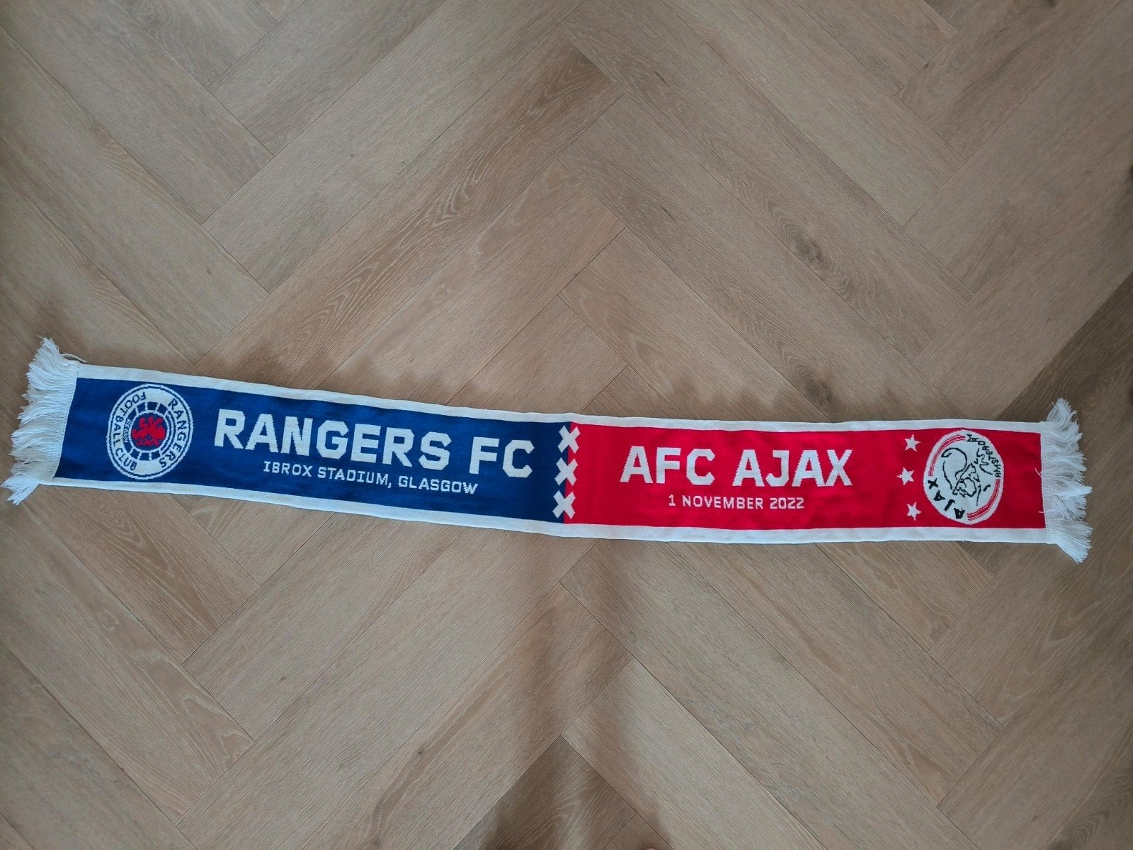Rangers FC vs AFC Ajax sjaal - 1 november 2022, Ophalen of Verzenden, Zo goed als nieuw, Clubaccessoires