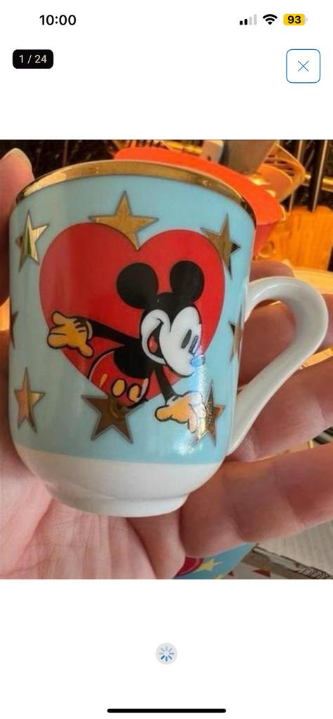 2 x Original Disney Mickey Espresso Cups with Plates & Boxes, Ophalen of Verzenden, Mickey Mouse, Nieuw, Beeldje of Figuurtje