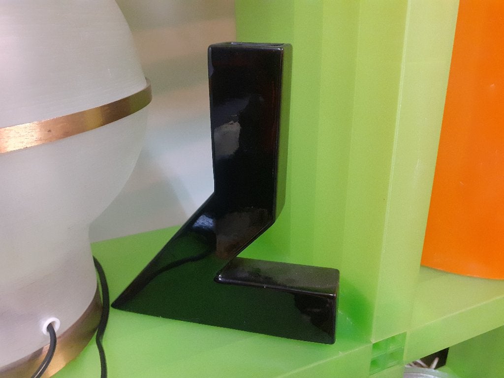 vaas solifleur jaren 70 design Sicart zwart kermiek retro, Ophalen of Verzenden, Huis en Inrichting