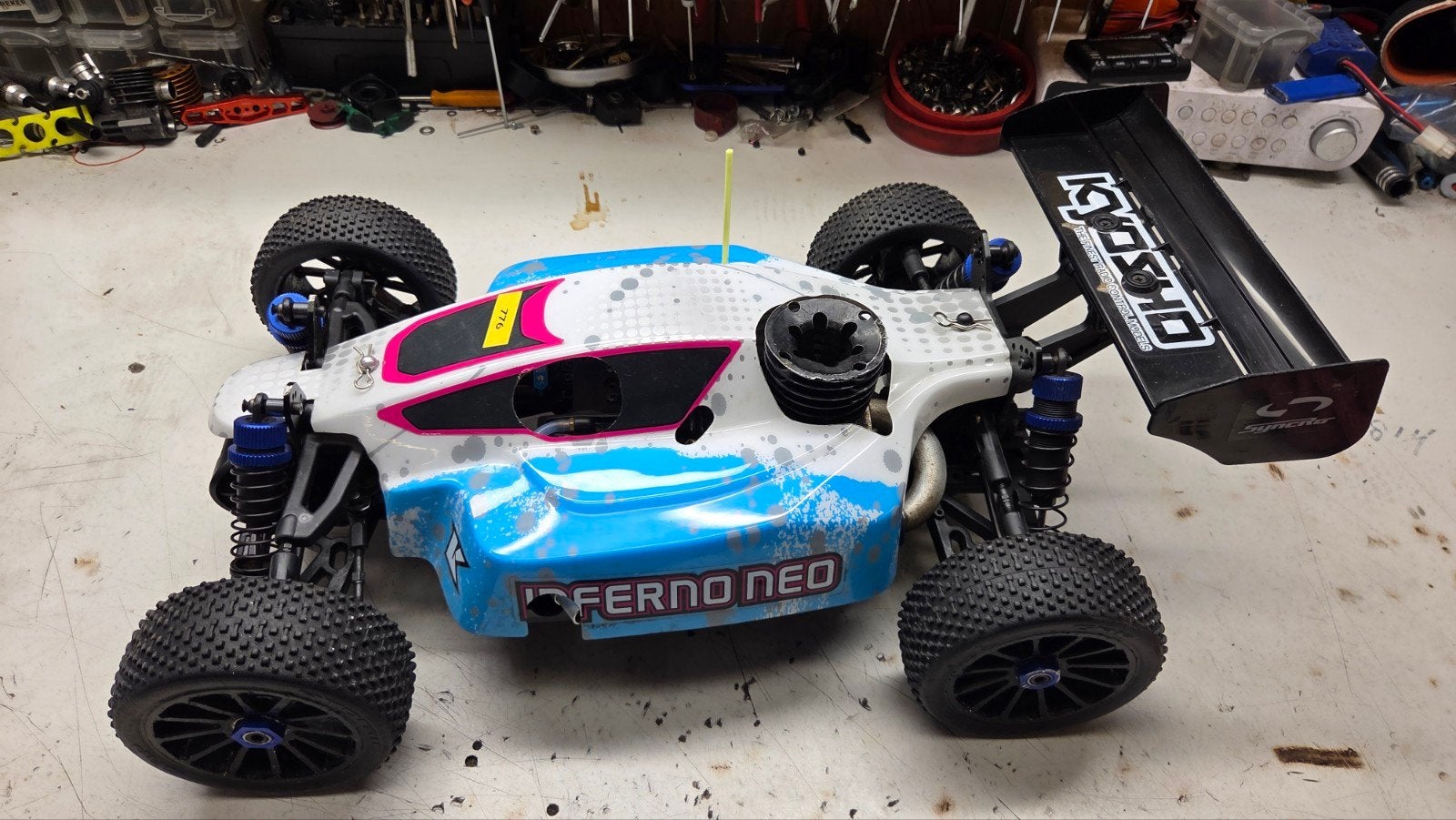 Te koop mooie kyocho inferno, Gebruikt, Ophalen of Verzenden, Auto onroad, Schaal 1:8