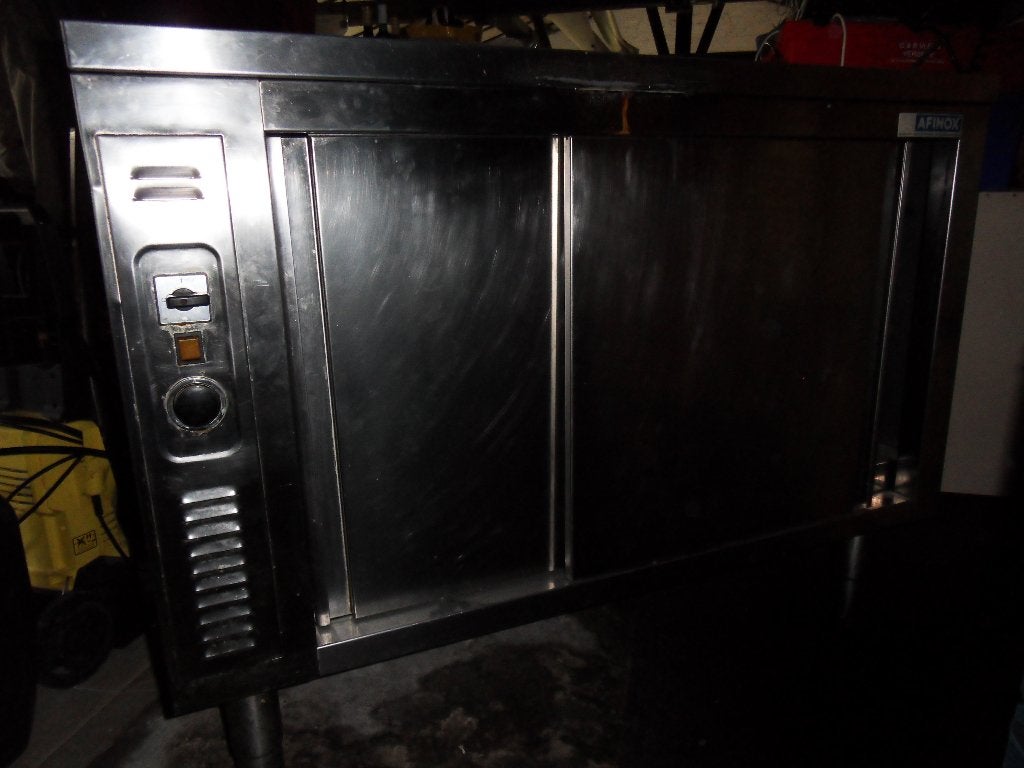 rvs werkbank met bordenwarmer, Ophalen, Gebruikt, RVS Meubilair