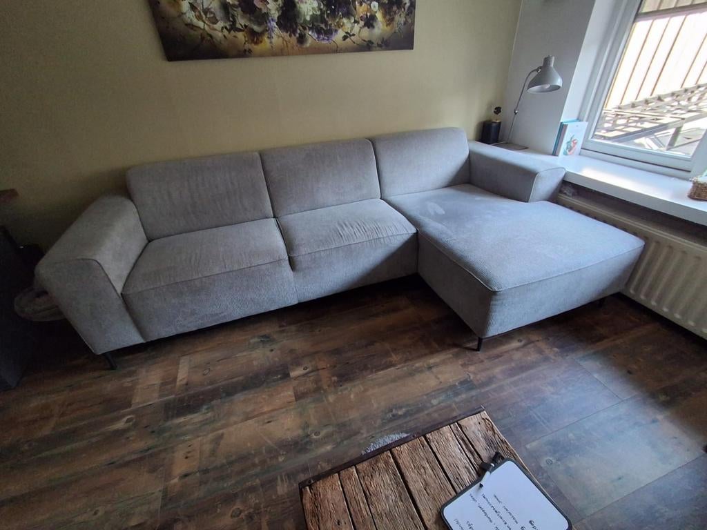 Grijs bankstel met longseat - Comfortabel en modern TEAB, Ophalen, 250 tot 300 cm, Gebruikt, 125 tot 150 cm