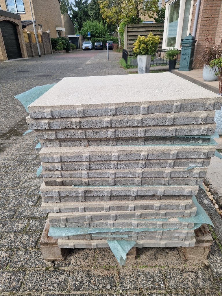Tegels, zand/wit 60x60 4cm dik, Ophalen, Nieuw, 10 m² of meer, Beton