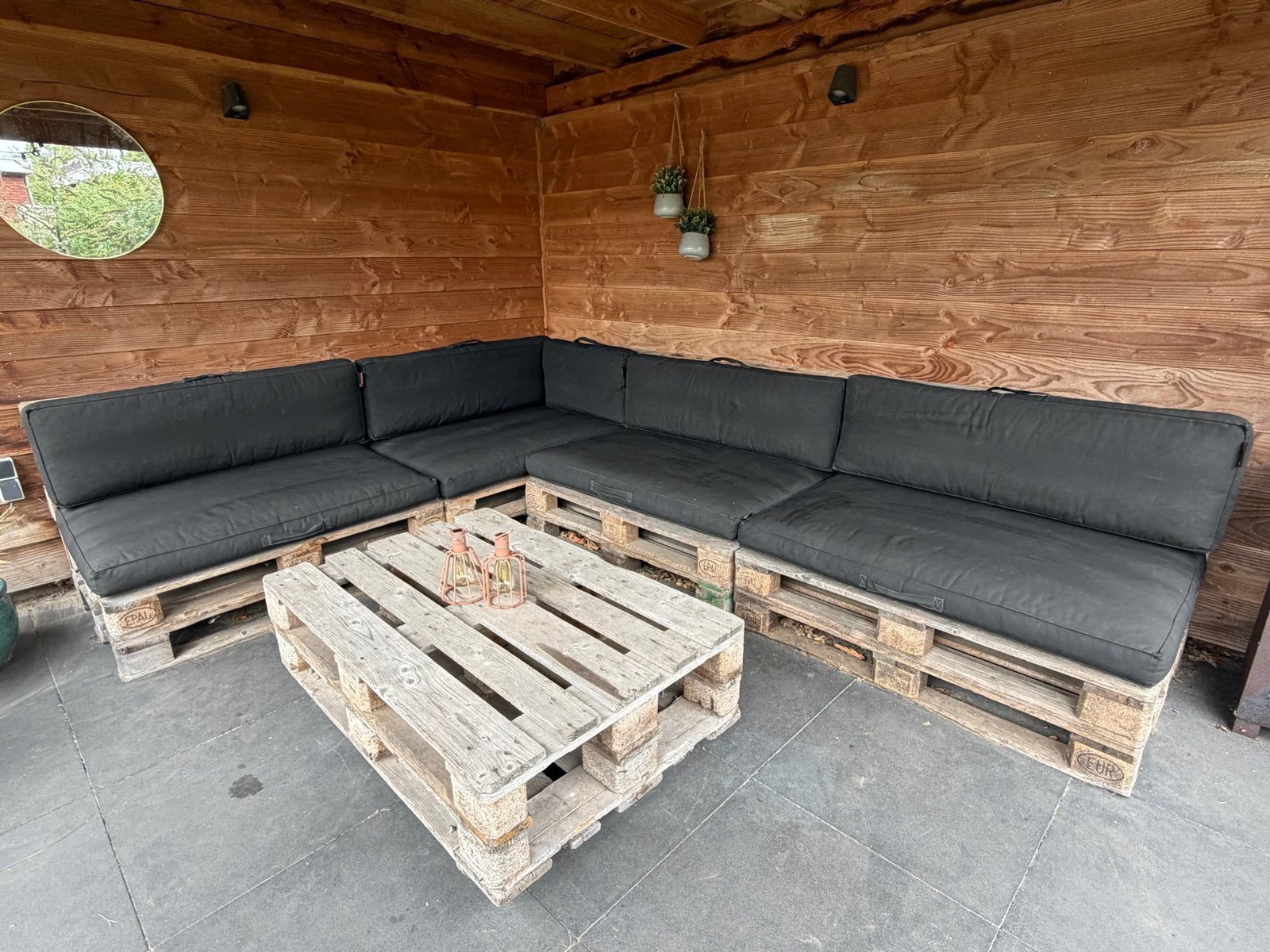 Pallet loungeset inclusief loungekussens van Redzipper, Ophalen, Gebruikt, Meer dan 8 zitplaatsen, Loungeset