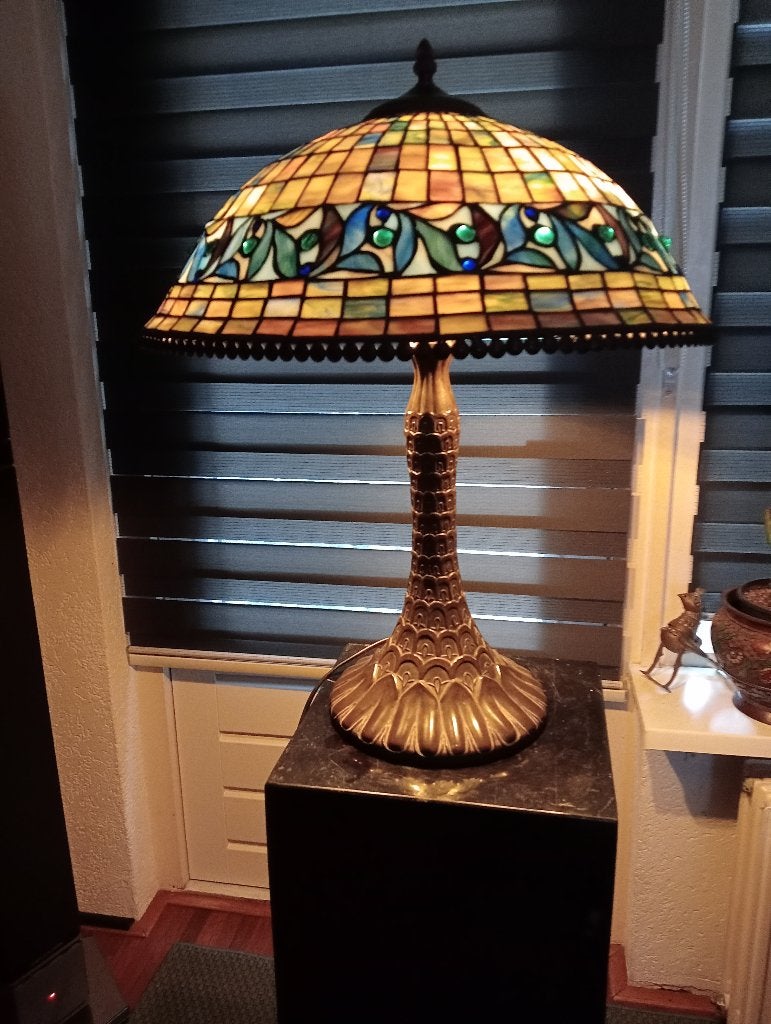 Tiffany tafellamp glas in lood, Ophalen, Art deco