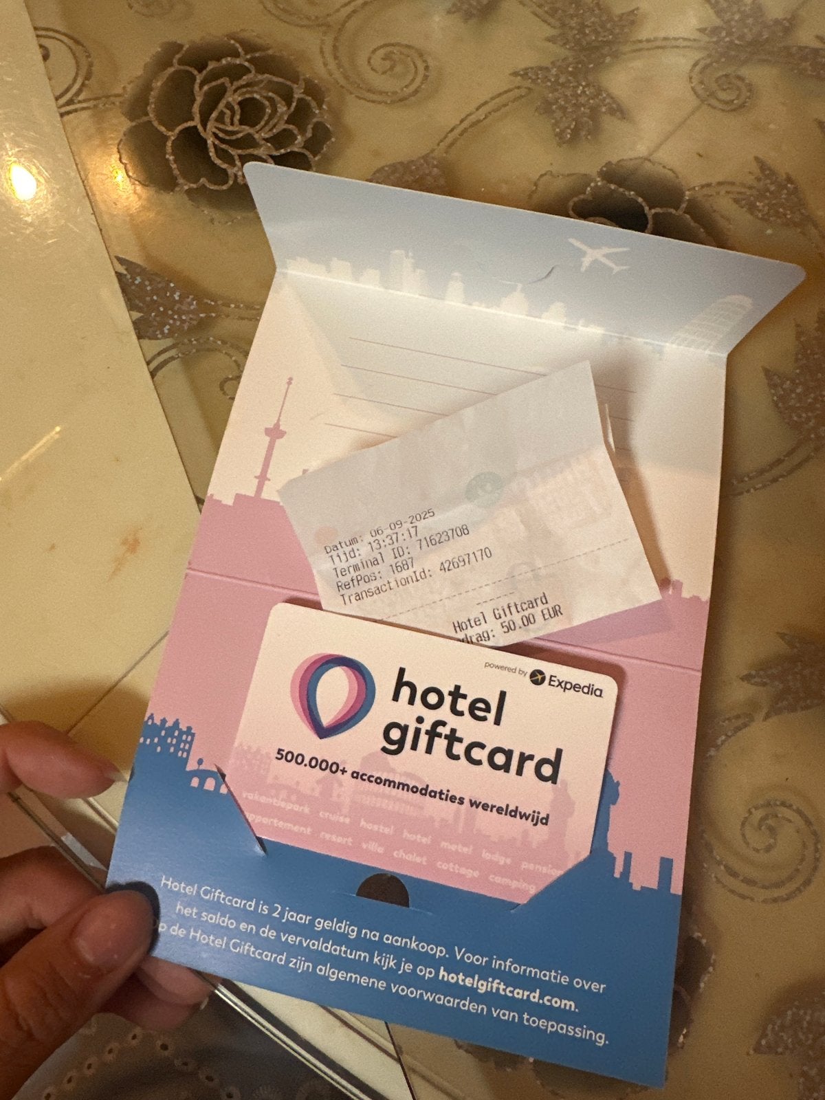 Hotelgiftcard van 50 euro, Tickets en Kaartjes, Hotelbonnen, Eén persoon