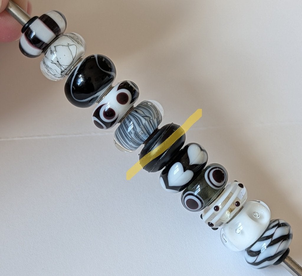 Trollbeads ZWART-WITTE SET, 10 stuks, samen voor €100, Sieraden, Tassen en Uiterlijk, Gebruikt, -, Verzenden, -