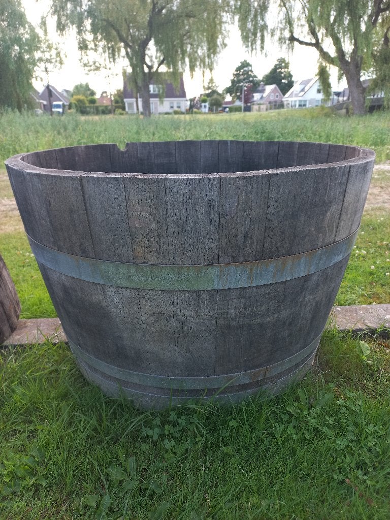 Aanbieding! Groot Eikenhouten Bloembak Minivijver 200L, Ophalen, Rond, Nieuw, Balkon