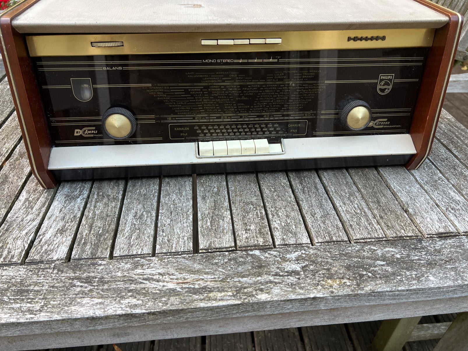 Bi Ampli radio van Philips 21/22 cm lang beige jaren ‘50, Ophalen, Gebruikt, Radio