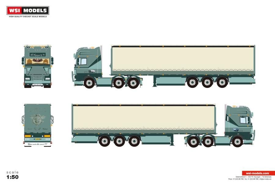 WSI DAF XF 95 SUPER SPACE CAB 6X2 SCHUIFZEILOPL NAGTEGAAL, Hobby en Vrije tijd, Modelauto's | 1:50, Ophalen of Verzenden, Nieuw