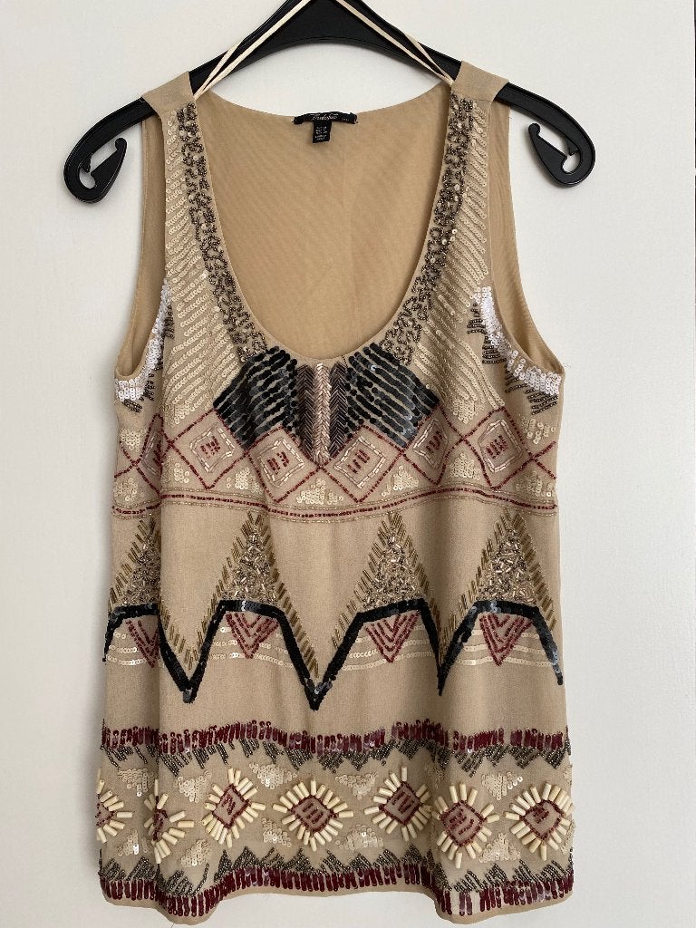 Z g a nieuwe Zara top met kraaltjes/pailletten - maat M, Maat 38/40 (M), Ophalen of Verzenden, Zo goed als nieuw, Zonder mouw