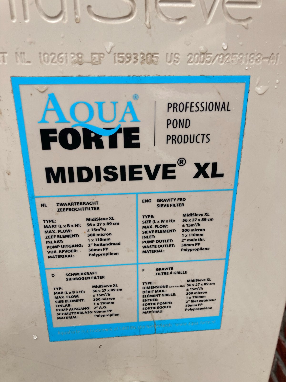 AquaForte MidiSieve XL Zeefbochtfilter voor Vijver, Ophalen, Gebruikt