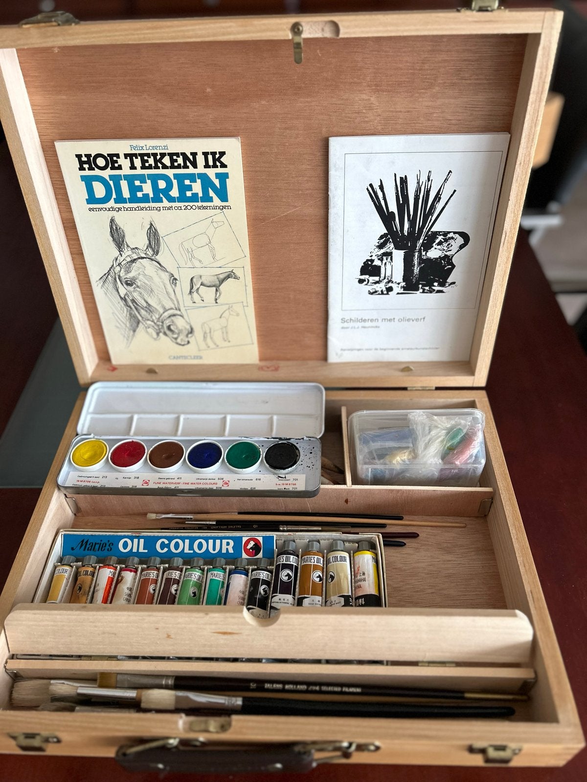 Complete Schilderskist met Verf, Kwasten en Boeken, Ophalen of Verzenden, Gebruikt, Olieverf