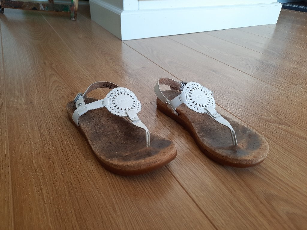 Dames Schoenen Sandalen van UGG, UGG, Wit, Gedragen, Sandalen of Muiltjes