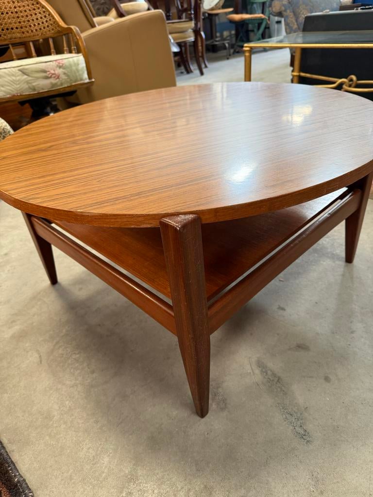 Vintage Teakhouten Salontafel - rond Design, Huis en Inrichting, Ophalen, Teakhout, 100 tot 150 cm, .