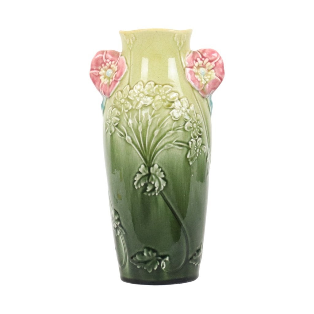 Franse Art Nouveau Vaas Majolica Gustave De Bruyn 29cm, Ophalen of Verzenden