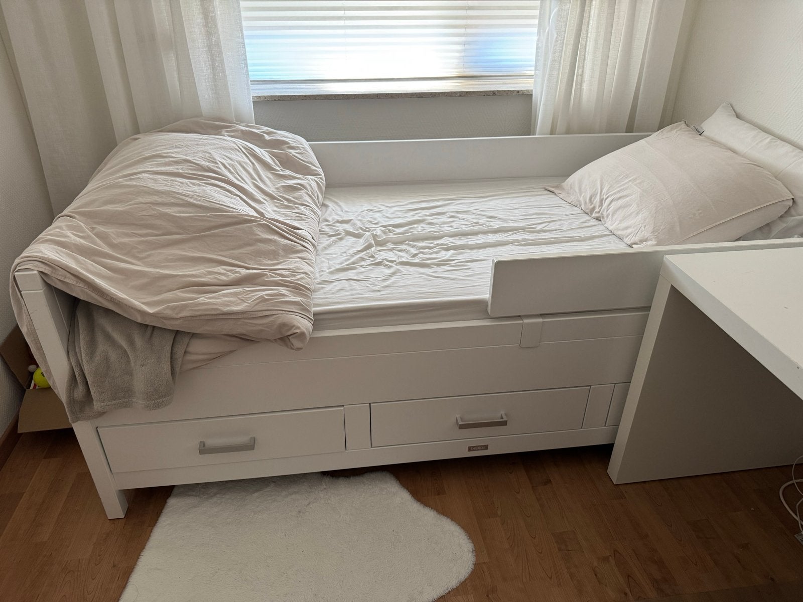 Wit Bopita Bed met lades - Wit, 90x200 cm, Ophalen, Gebruikt, 90 cm, Eenpersoons