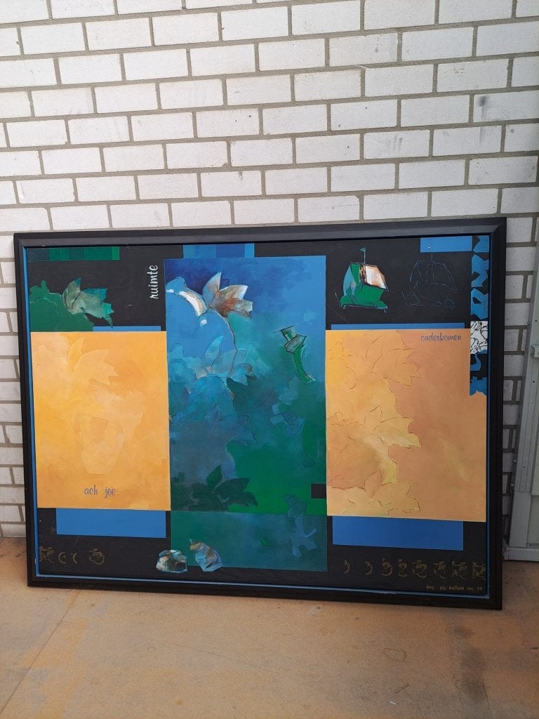 Abstract schilderij Gijs Kuilboer - november '94, Antiek en Kunst, Kunst | Schilderijen | Klassiek, Ophalen, Gedateerd, Olieverf