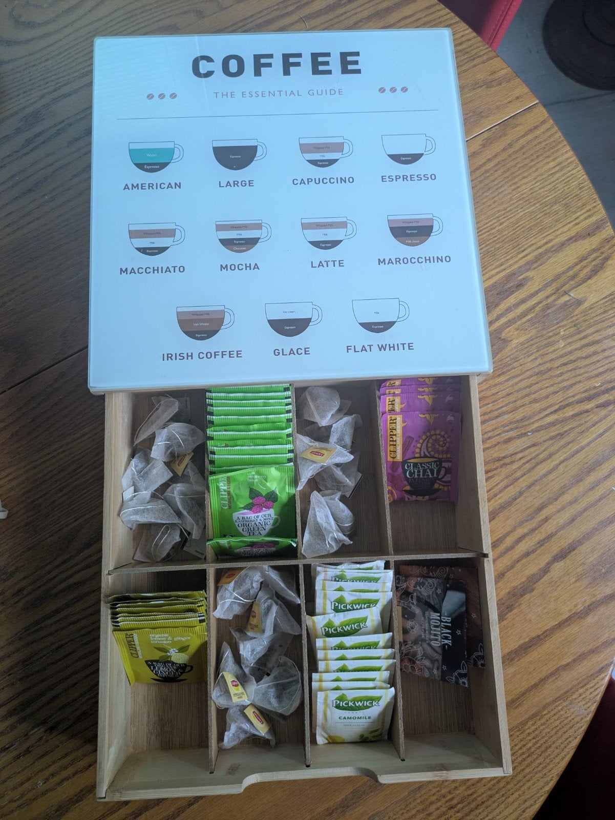 Theedoos met koffiegids - Bamboe, Hout, Ophalen of Verzenden, Zo goed als nieuw, Theedoos