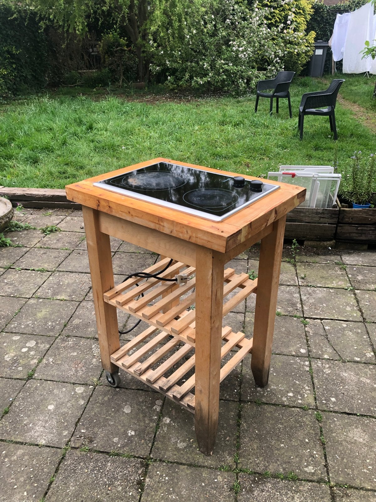 Trolley met ingebouwde Scholtes kookplaat - Werkt perfect!, Gebruikt, 3 kookzones of minder, Ophalen of Verzenden, Vrijstaand