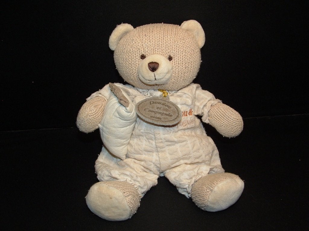 DOUDOU ET COMPAGIE BEER GEBREID BEIGE MET KATOENEN, Verzenden, Nieuw, Overige typen