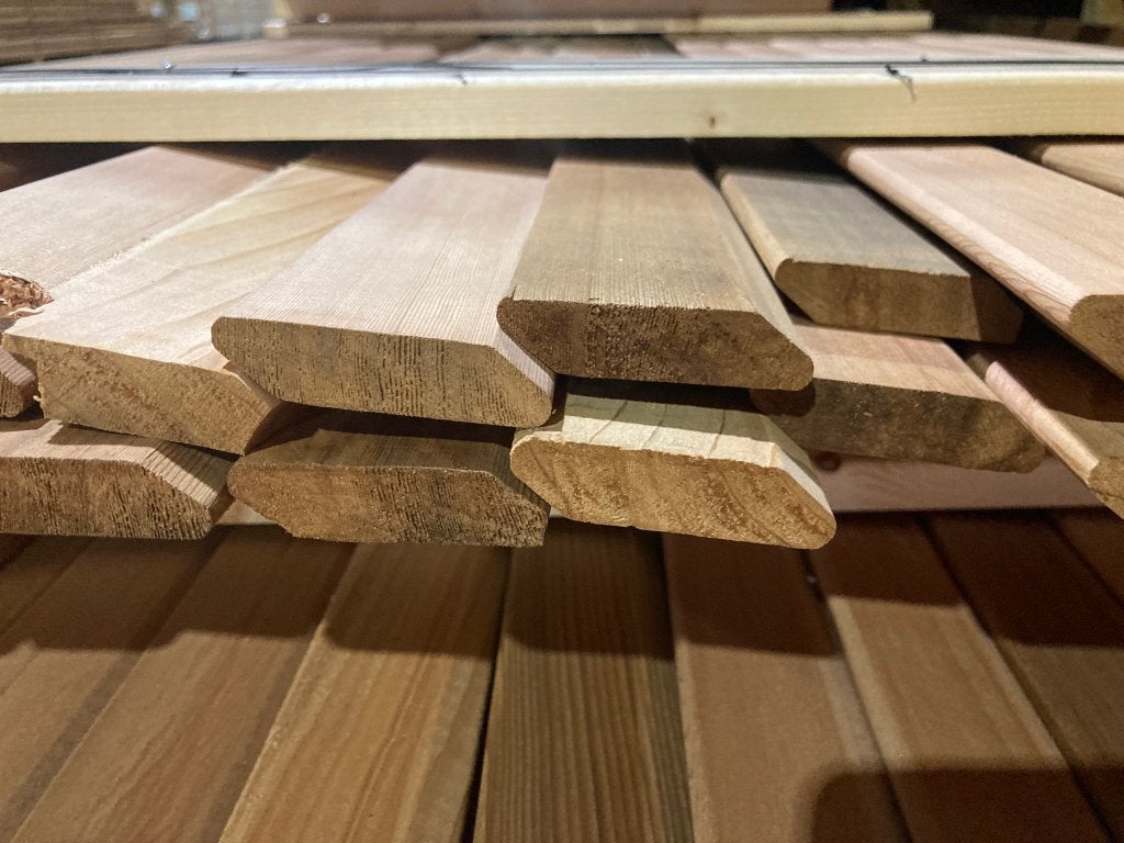 Red Cedar Planken rhombus open gevel schutting 15x58 mm, Ophalen, Planken, Nieuw, Hardhout