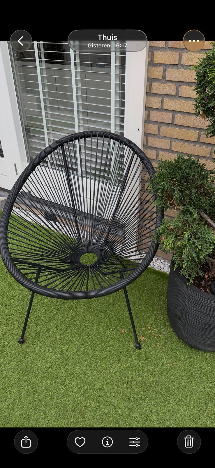 Draadstoel/Loungestoel zwart, Ophalen, Zo goed als nieuw