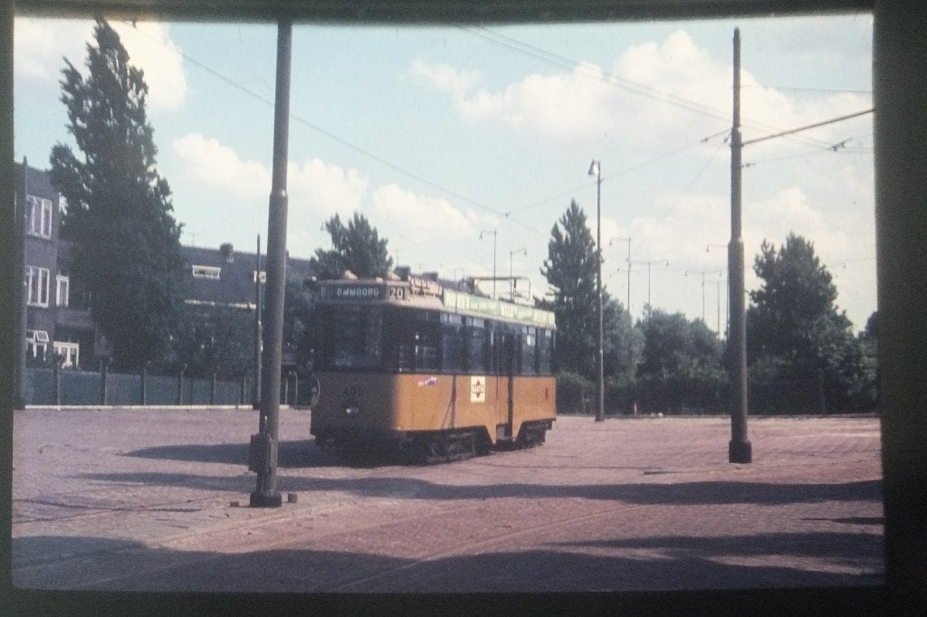 Dia 4-asser 405 RET Rotterdamse Electrische Tram Rotterdam, Verzamelen, Spoorwegen en Tramwegen, Ophalen of Verzenden, Gebruikt