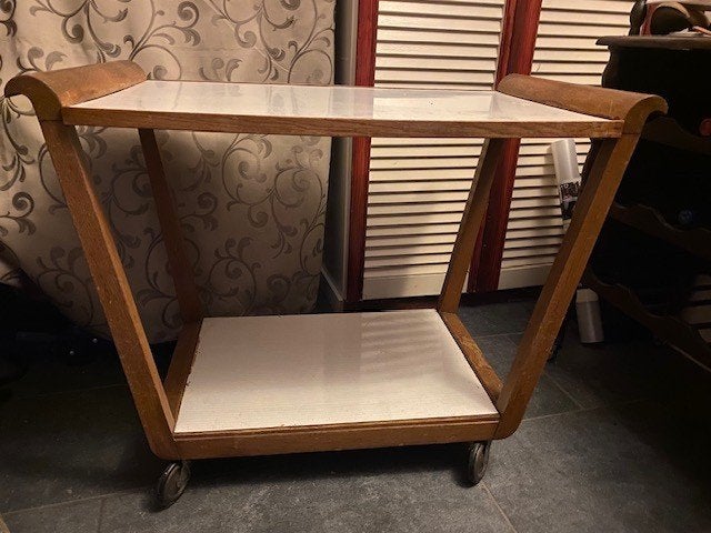 Retro Theewagen/Serveerwagen, Ophalen, Gebruikt, 25 tot 50 cm, Rechthoekig