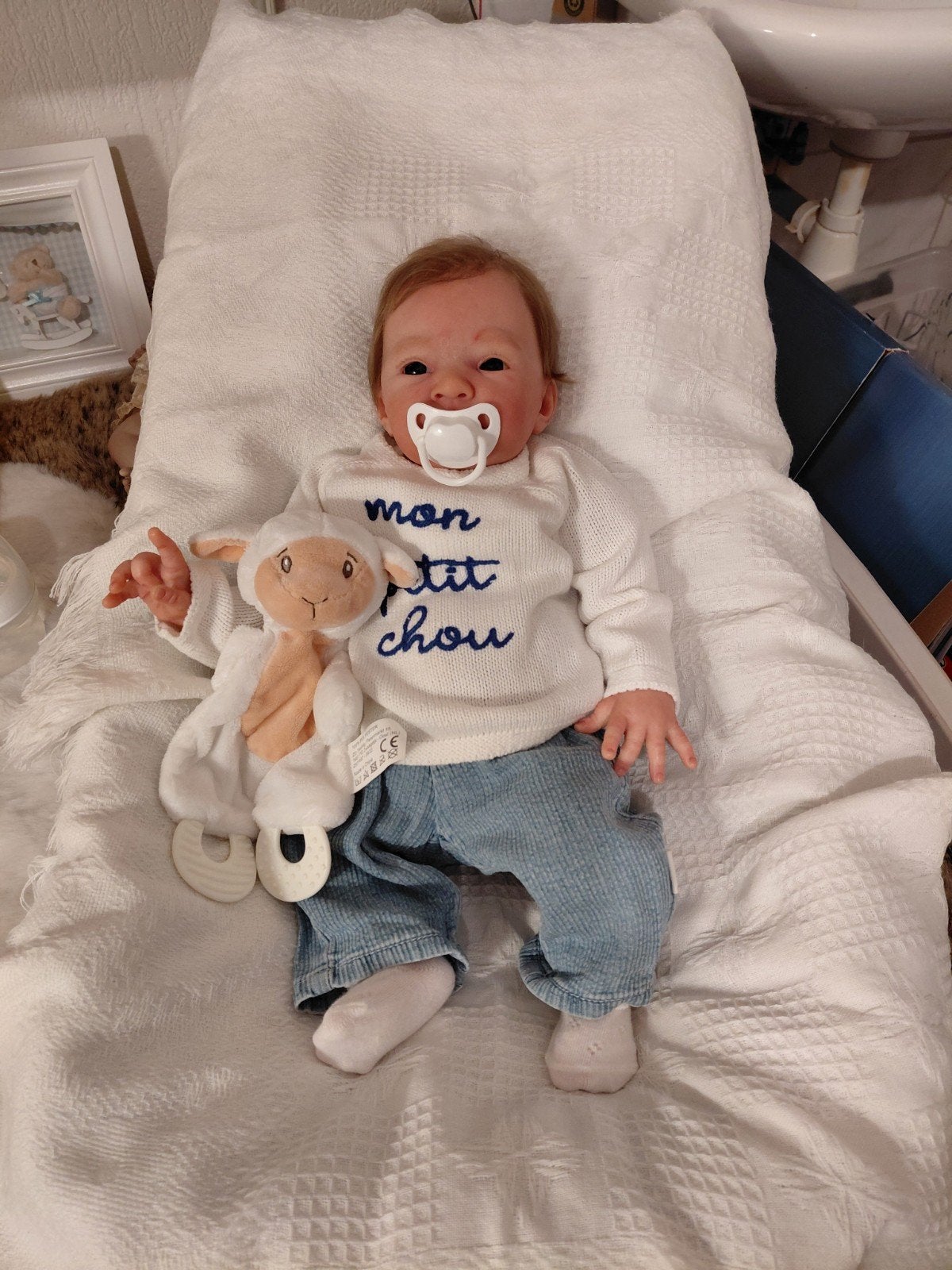 LAATSTE VERLAGING! nu 150,00, Reborn Meki van Adrie Stoete, Verzamelen, Ophalen of Verzenden, Zo goed als nieuw, Babypop, Levensecht of Reborn