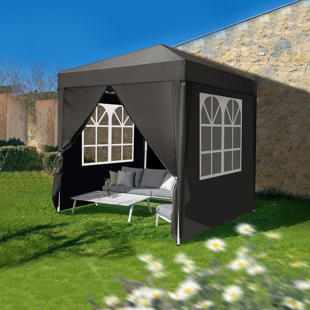 Sterke Easy-Up Familie Vouwtent 2x2m Gehard Staal. Zwart, Tuin en Terras, Partytenten, Ophalen of Verzenden, Nieuw, Minder dan 5 meter