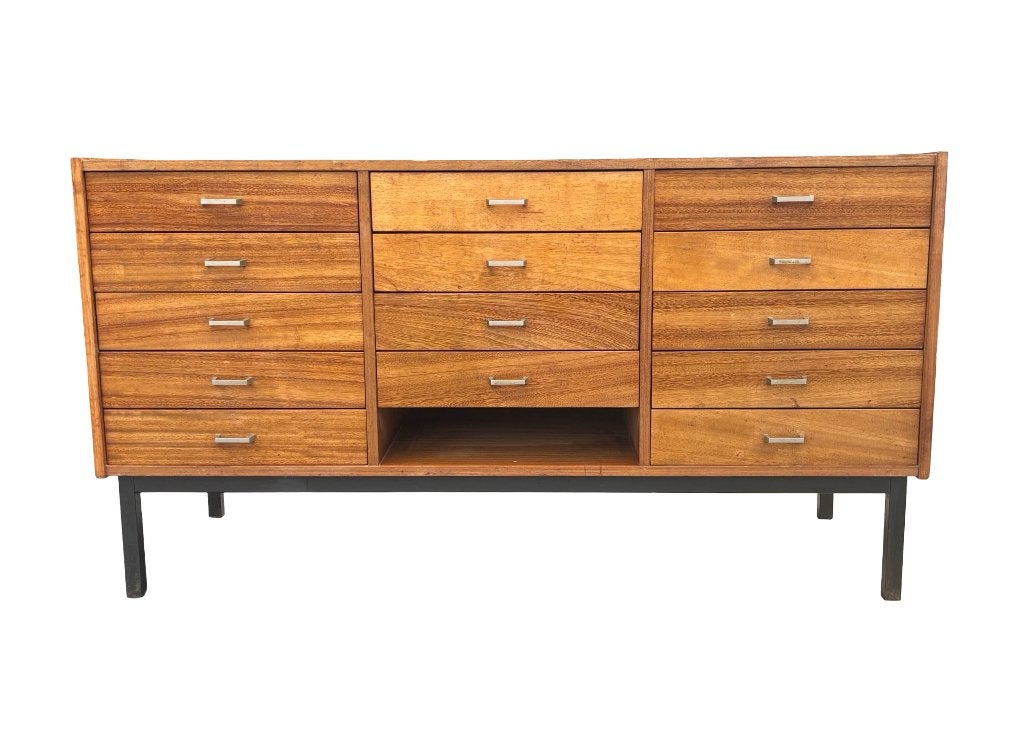 Vintage XL ladekast dressoir jaren 60 teak fineer, Ophalen, Gebruikt, Teakhout, Vintage ladekast