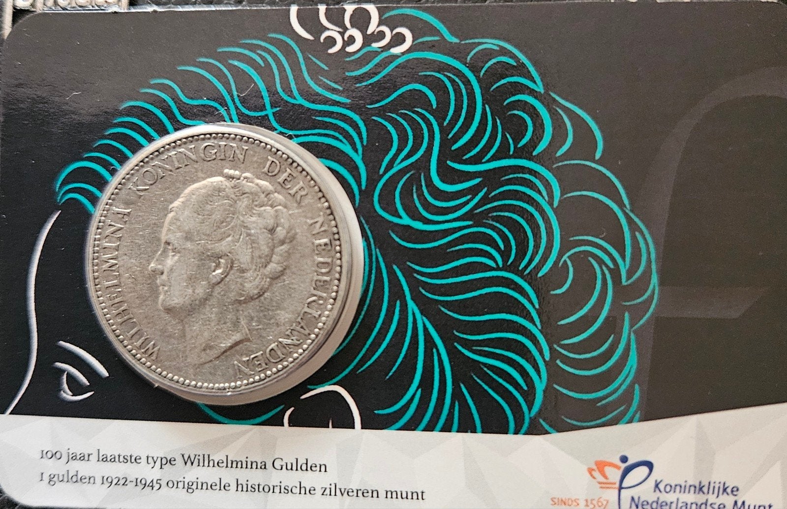 1 gulden 1922 Wilhelmina in coincard, Ophalen of Verzenden, Koningin Wilhelmina