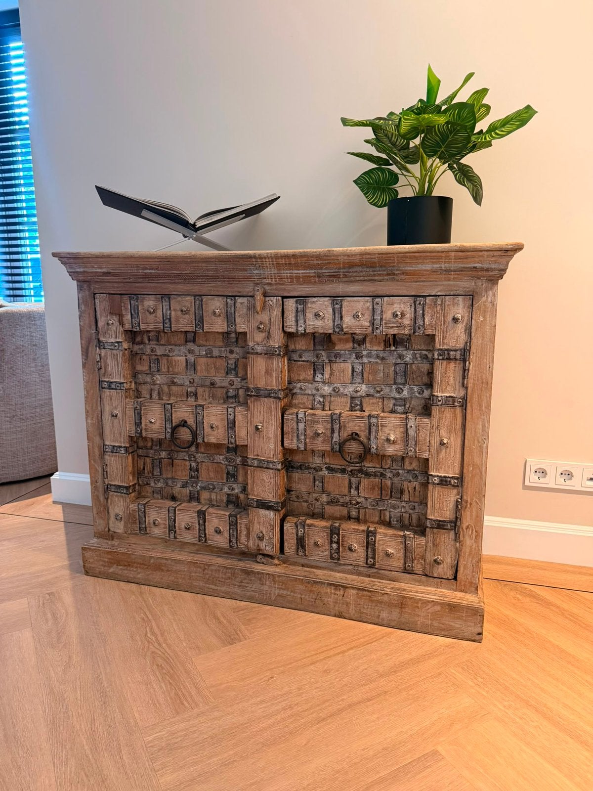 Oud indisch teakhouten kast / Ibiza / Boho stijl, Ophalen of Verzenden