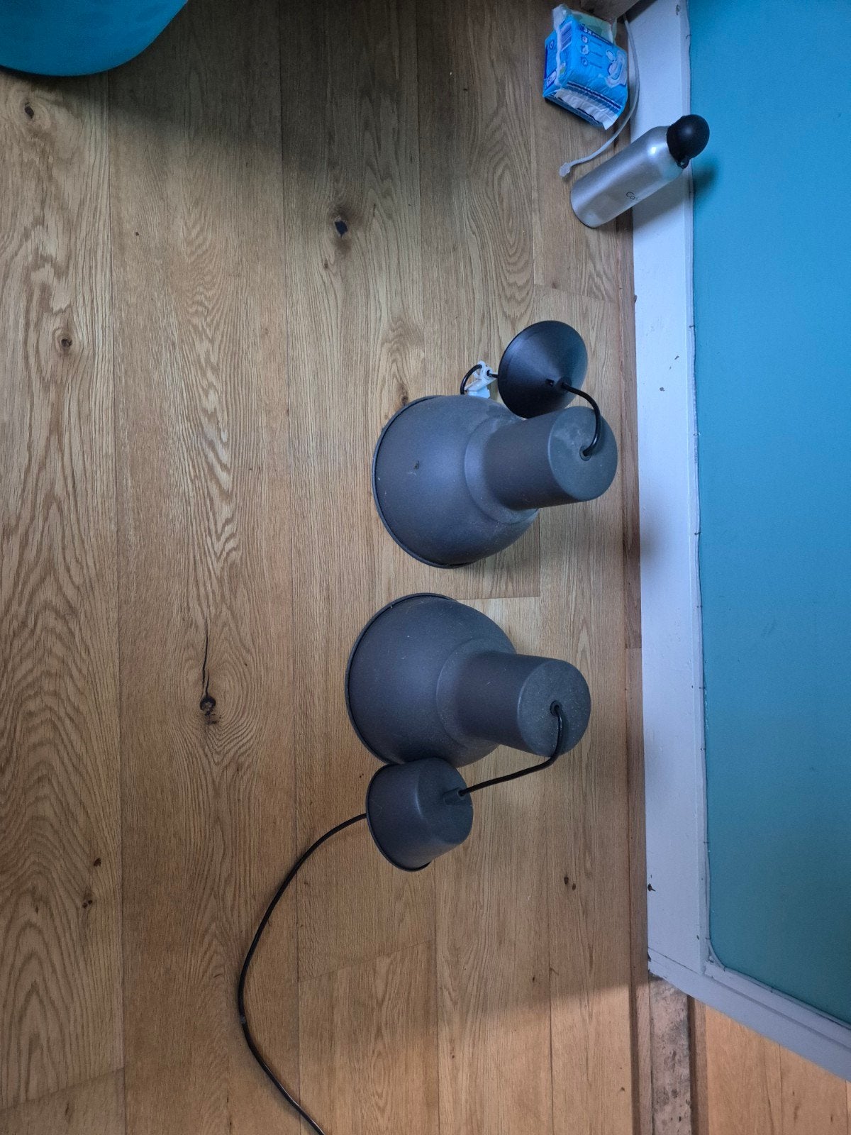 Twee IKEA Hektar hanglampen, voorlopers, Ophalen of Verzenden, Gebruikt, Metaal