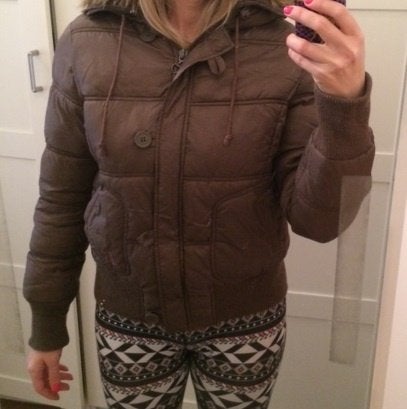 Review bruin dikke winterjas jack jacket jas met capuchon XL, Review, Bruin, Maat 46/48 (XL) of groter, Nieuw